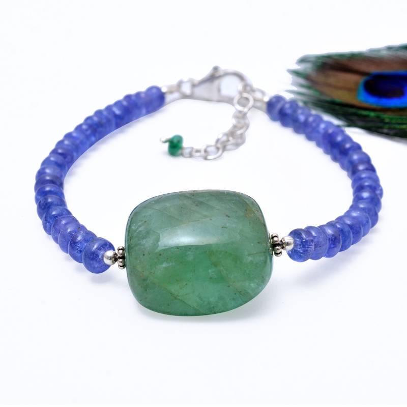 Smaragd Perlen Armband, Smaragd Tumbled, Tansanit Armband, Tansanit Schmuck, Smaragd Armband von ColorOfGems