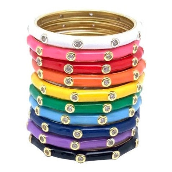 10 Regenbogen Emaille Ringe Set von ColorShout