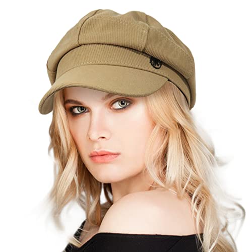 Damen Newsboy Caps Cabbie Gatsby Visier Baskenmütze für Mode Damen Mädchen Pageboy Caps für Frauen, gelb, 7/7 1/4 von ColorSun