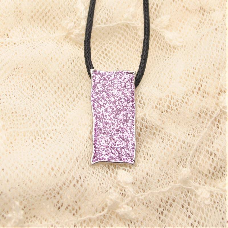 Minimale Silber Lavendel Glitzer Emaille Anhänger, Schimmernde Elegante Anhänger von ColorSwing