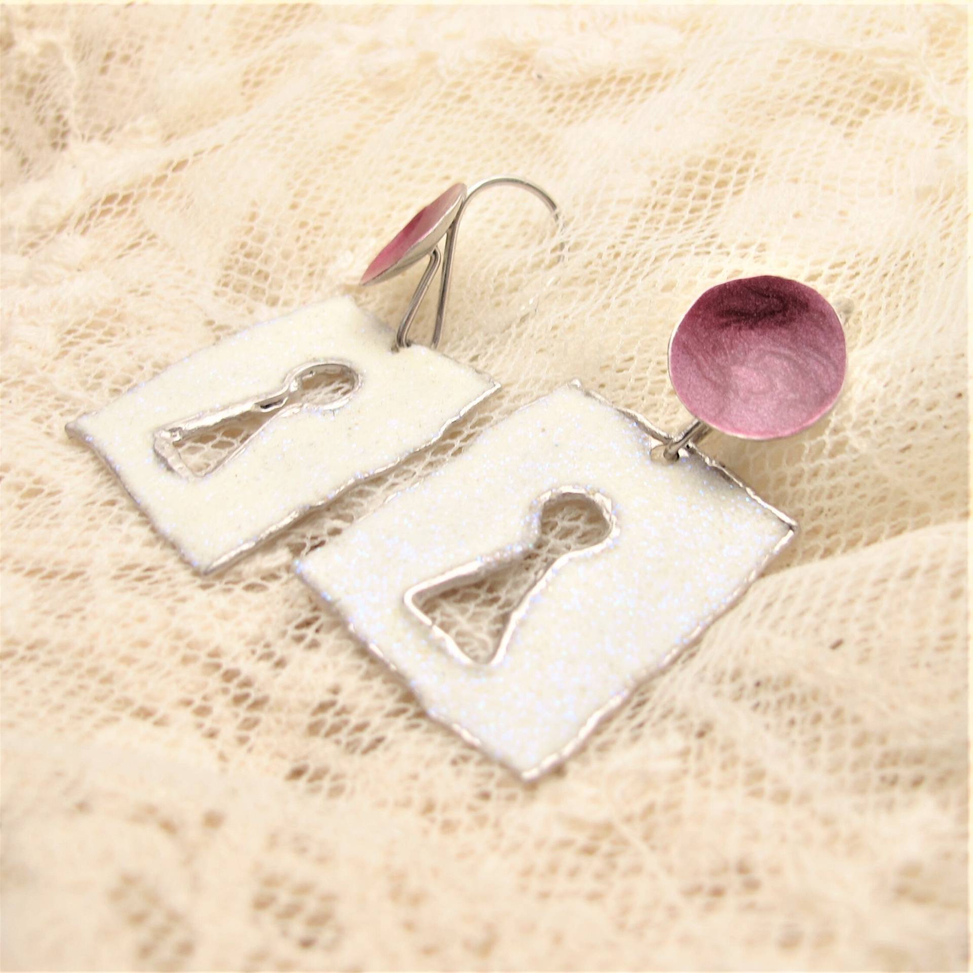 Ohrringe Emaille Bemalt Bio Silber Schloss von ColorSwing