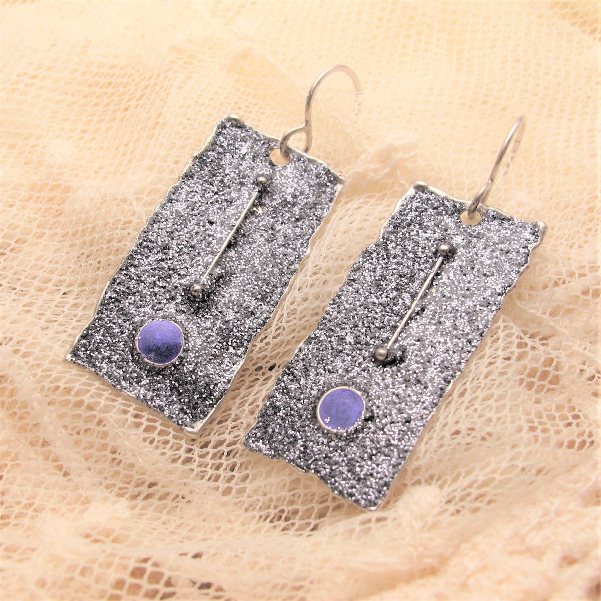 Silber Ohrringe Lila Emaille von ColorSwing