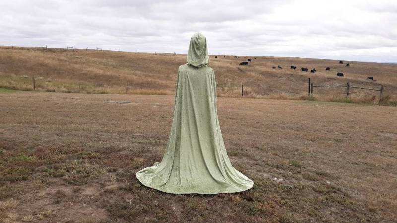 Sage Grün Halloween Umhang Samt Märchen Wald Kostüm Mittelalter Renaissance Festival Hochzeit Cape Braut von ColorTheWorldArt