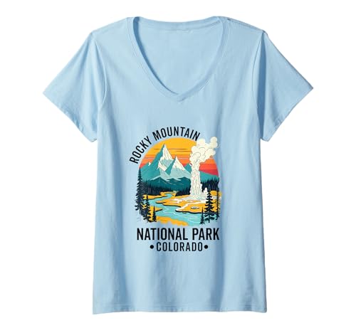 Damen Colorado Rocky Mountain National Park Souvenir Männer Frauen T-Shirt mit V-Ausschnitt von Colorado Rocky Mountain National Park Souvenirs