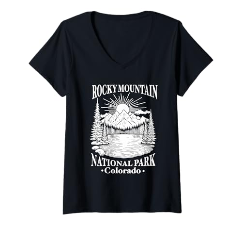 Damen Colorado Rocky Mountain National Park Souvenir Männer Frauen T-Shirt mit V-Ausschnitt von Colorado Rocky Mountain National Park Souvenirs