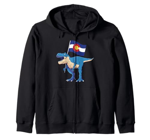 Colorado Dinosaurier T-Rex Denver Flagge Boulder Ski Herren Damen Kapuzenjacke von Colorado T-Rex
