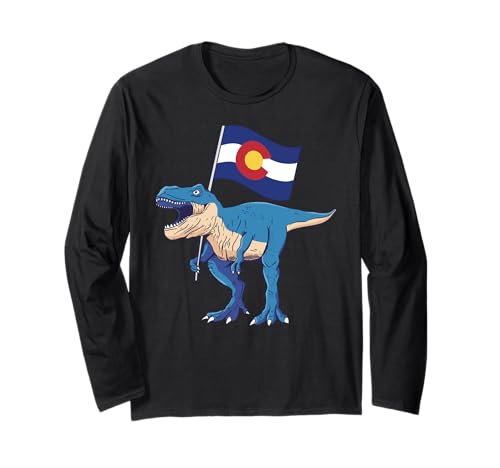 Colorado Dinosaurier T-Rex Denver Flagge Boulder Ski Herren Damen Langarmshirt Colorado Dinosaurier T-Rex Denver Flagge Boulder Ski Herren Damen Langarmshirt von Colorado T-Rex
