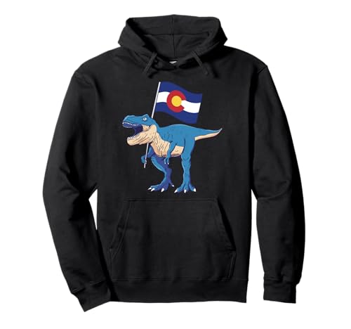 Colorado Dinosaurier T-Rex Denver Flagge Boulder Ski Herren Damen Pullover Hoodie von Colorado T-Rex