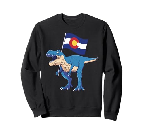 Colorado Dinosaurier T-Rex Denver Flagge Boulder Ski Herren Damen Sweatshirt von Colorado T-Rex