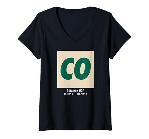 Damen Colorado Wandern & Skifahren CO Vintage Mountain Sports T-Shirt mit V-Ausschnitt Damen Colorado Wandern & Skifahren CO Vintage Mountain Sports T-Shirt mit V-Ausschnitt von Colorado Underground