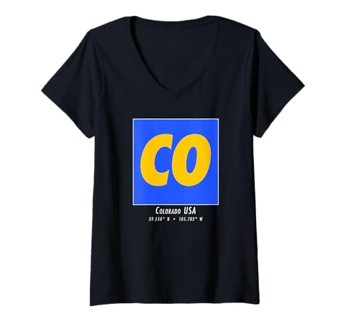 Damen Colorado Wandern & Skifahren CO Vintage Mountain Sports T-Shirt mit V-Ausschnitt Damen Colorado Wandern & Skifahren CO Vintage Mountain Sports T-Shirt mit V-Ausschnitt von Colorado Underground