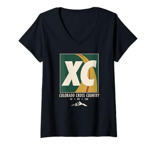 Damen Colorado XC-Bergläufer im Vintage-Lauf im Langlaufstil T-Shirt mit V-Ausschnitt Damen Colorado XC-Bergläufer im Vintage-Lauf im Langlaufstil T-Shirt mit V-Ausschnitt von Colorado Underground