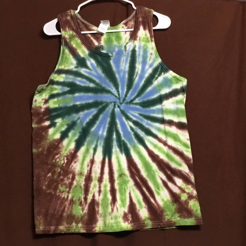 Großes Gebatiktes Unisex Tanktop Mit Spiralbindung - Wald & Himmel von ColoradoTied