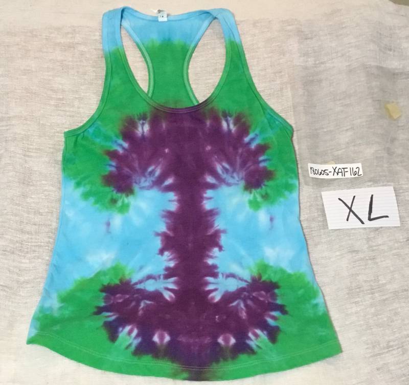 xl Damen Tank Top Racerback Batik Quad Spirale von ColoradoTied