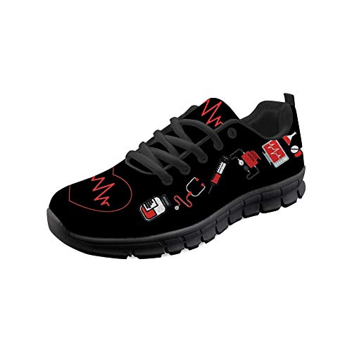 Coloranimal Flexible Elastic Running Wanderschuhe für Teenager Mädchen Krankenschwester Herz Gedruckt Leichte Garten Clogs Gymnastik Sport Fußball Schuhe - EU Größe 38 von Coloranimal