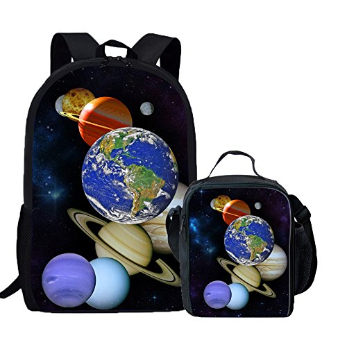 Coloranimal 2 Sets Lunchtasche + Schultertasche, einfarbiges 3D-Muster, für die Schule von Coloranimal
