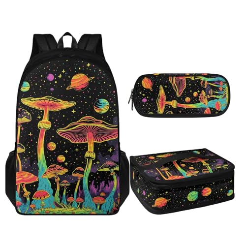 Coloranimal 3-in-1-Rucksack-Set für Kinder, Schultertasche mit warmer Lunchtasche und Stifthalter, Pflanzpilz, Schulranzen-Set von Coloranimal