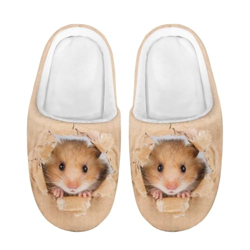 Coloranimal 3D Hamster Slipper Mädchen Plüsch Hausschuhe Warme Innenschuhe Slip Auf Schlafzimmer Slipper für Frauen Männer Erwachsener 37-38EU von Coloranimal