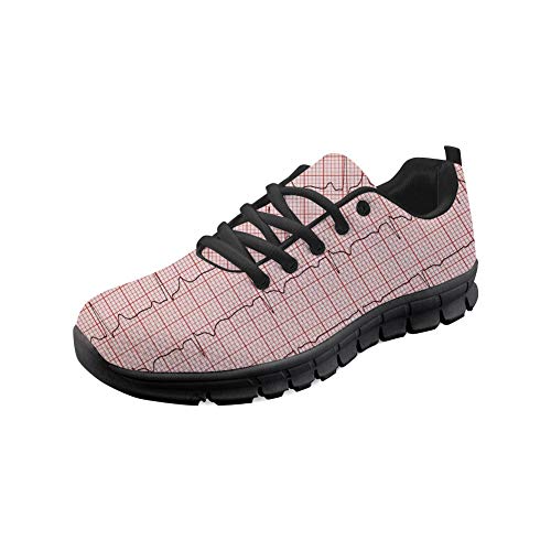 Coloranimal - Air Mesh - Leichte Schnürschuhe für Damen - Mädchen - Straßenlaufschuhe - Stilvolle Krankenschwester - Herzschlag-Design Gehen Sie einfach zu Fuß in die EU-Größe 38 von Coloranimal