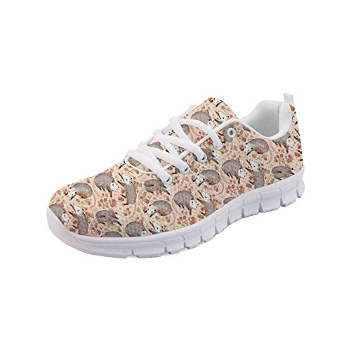 Coloranimal Athletic Durable Running Walking Sneakers Lässige Tagesschuhe für Frauen Männer Opossum und Rosen Design Leichte Schuhe Flats EU Größe 42 von Coloranimal