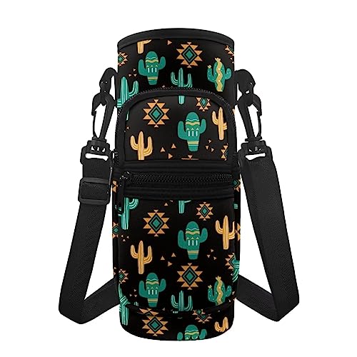 Coloranimal Azteken-Kaktus-Sport-Flaschentasche, staubdicht, Wasserflaschenhalter, Tasche für Damen und Herren, isolierte Flasche, Umhängetasche von Coloranimal