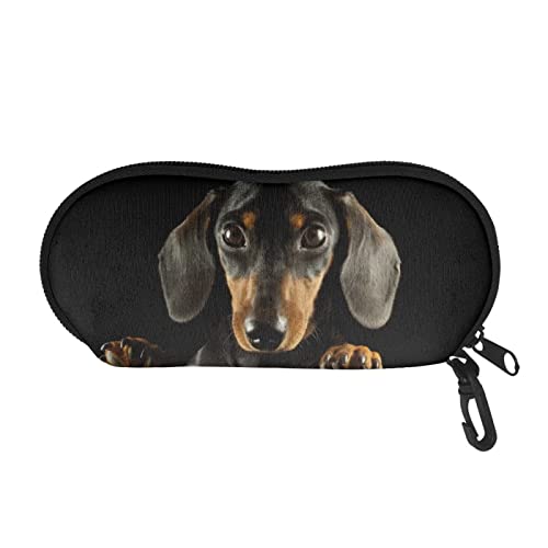 Coloranimal Brillenetui für Damen und Mädchen, mit Gürtelclip, Sonnenbrillenhalter, Tasche mit Reißverschluss, weiche Aufbewahrungsbox für Brillen, Dackel Hund, One size von Coloranimal