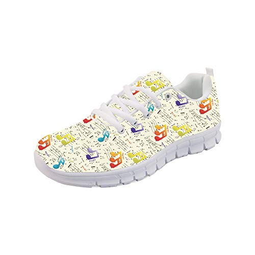 Coloranimal Bunte Musiknoten Muster Luftkissen Leicht Go Go Walking Schnürschuhe Gym Sports Womens Tennis Flats EU Größe 39 von Coloranimal