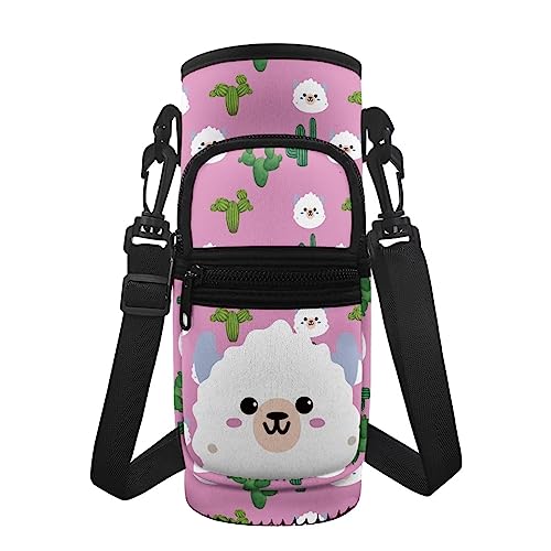 Coloranimal Cartoon Alpaka Wasserflasche Tragetasche mit verstellbarem Schultergurt, Kinder Teens Sport Flaschenhalter Tasche Abdeckung von Coloranimal