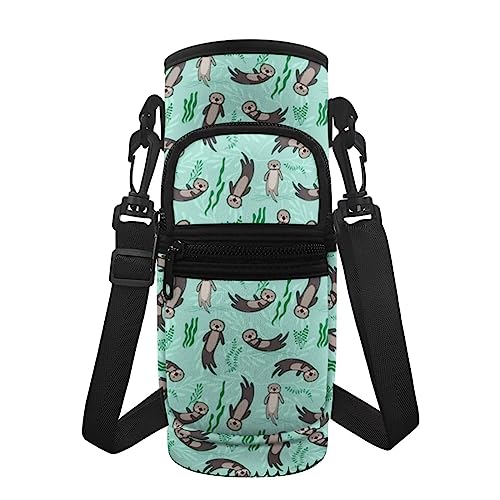 Coloranimal Cartoon Otter Wasserflasche Halter Tasche für Damen Herren, Isolierte Flaschenhalter Sling Bag Crossbody Flasche Tragetasche Totes von Coloranimal