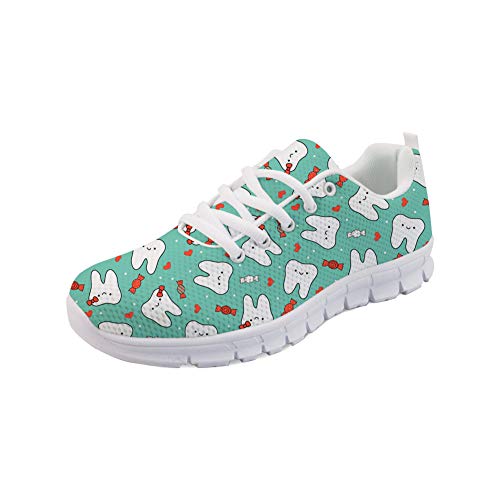 Coloranimal Casual DailyShoes Damen Running Jogging Flat Sneakers Frühling Herbst Schnürschuhe Stilvolles Zahnarzt-Design rutschfeste, leichte Wohnungen EU40 von Coloranimal