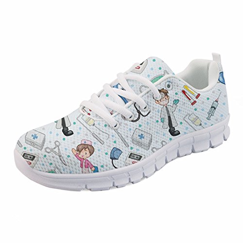 Coloranimal Casual Schnürschuhe für Damen Cartoon Krankenschwester Schuhe Atmungsaktiv EU Größe 41 von Coloranimal