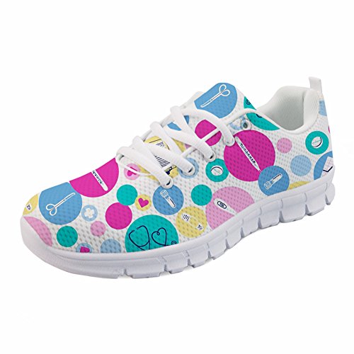 Coloranimal Damen Sneaker Flats Cute Nurse Print Leichte Mesh Schuhe - Gröÿe Eu 39 von Coloranimal