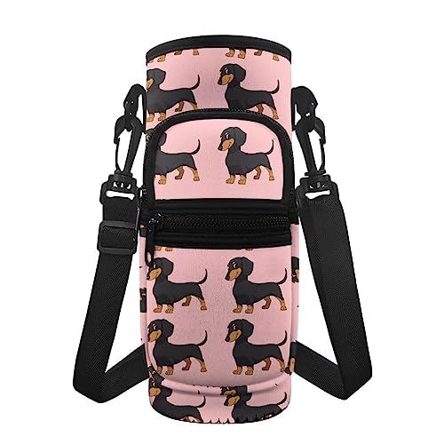 Coloranimal Dackel-Hunde-Wasserflasche, tragbar, strapazierfähig, Crossbody-Flaschenhalter, Tragetasche für Kinder und Kinder von Coloranimal