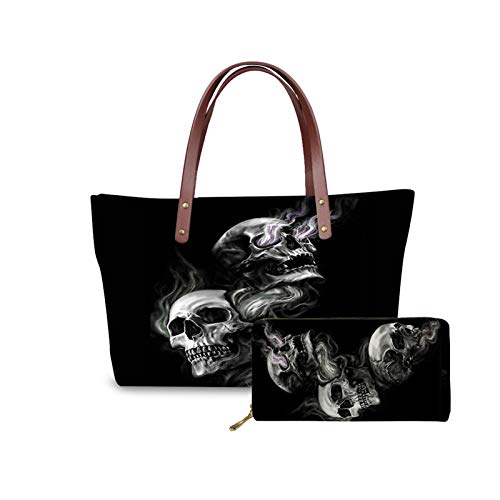 Coloranimal Damen-Handtasche mit langem Henkel und niedlichem Tiermotiv, Mehrfarbig - Schwarzer Totenkopf - Größe: Einheitsgröße von Coloranimal