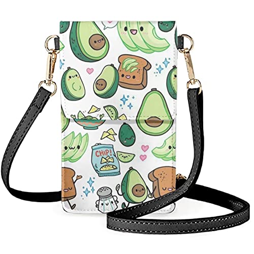 Coloranimal Damen Herren Crossbody Handytasche Touchscreen Handy Schultertasche PU Leder Geldbörse mit Kartenfächern, verstellbarer Schultergurt Handtaschen, Lustiger Avocado von Coloranimal