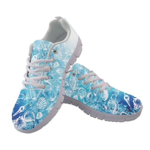 Coloranimal Damen-Turnschuhe, Wanderschuhe, Schnürschuhe, Fitness-Sneaker, bequem, Workout, Fitnessstudio, Laufen, Joggingschuhe, Ocean Shell Conch, 39 EU von Coloranimal