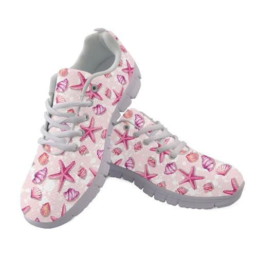 Coloranimal Damen-Turnschuhe, Wanderschuhe, Schnürschuhe, Fitness-Sneaker, bequem, Workout, Fitnessstudio, Laufen, Joggingschuhe, Pink Seestern Conch, 42 EU von Coloranimal
