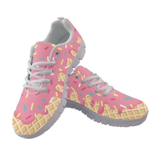 Coloranimal Damen-Wanderschuhe, Schnürschuhe, Sport-Sneaker, bequeme Sportschuhe, Workout, modische Sneaker, Pink Cake Ice Cream, 44 EU von Coloranimal