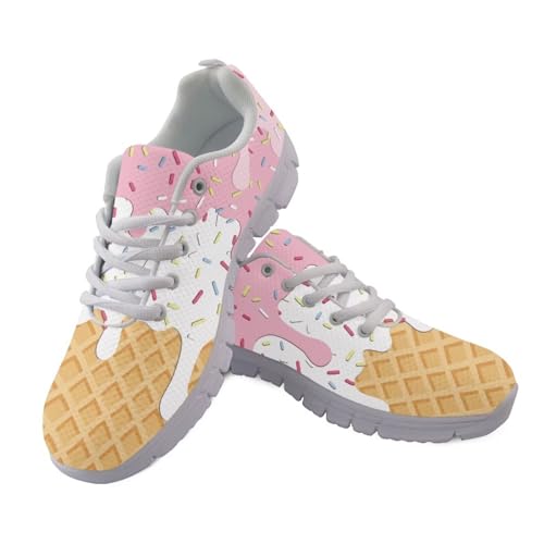 Coloranimal Damen-Wanderschuhe, Schnürschuhe, Sport-Sneaker, bequeme Sportschuhe, Workout, modische Sneaker, Pink Ice Cream, 41 EU von Coloranimal