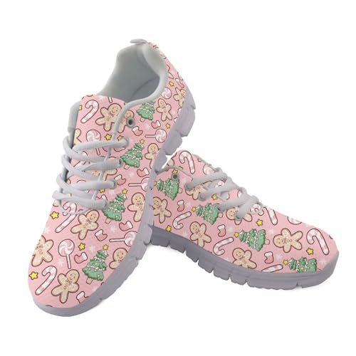 Coloranimal Damen-Wanderschuhe, Schnürschuhe, Weihnachtsschuhe für Damen, bequeme Schlupfschuhe, Straßenlaufschuhe für Party, Pink Candy Lebkuchenmann, 40 EU von Coloranimal