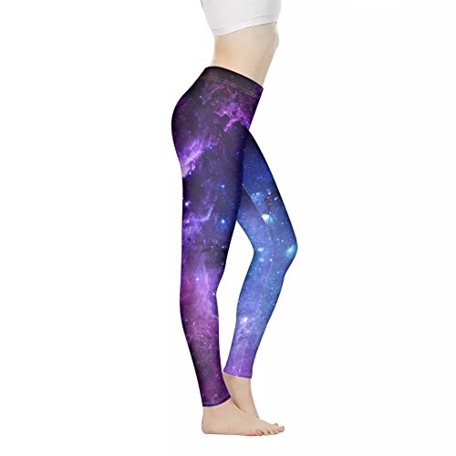 Coloranimal Damen Yoga Leggings Hohe Taille Sport Workout Leggings Länge Active Pants Laufhose (XS-3XL, Blue Galaxy, XS von Coloranimal