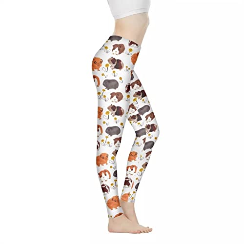 Coloranimal Damen Yoga Leggings Hohe Taille Sport Workout Leggings Länge Aktiv Hose Laufhose (XS-3XL, Cartoon Meerschweinchen, XS von Coloranimal