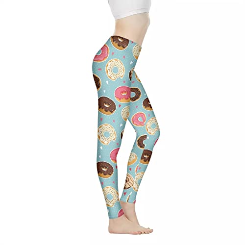 Coloranimal Damen-Yogahose, volle Länge, Sport-Leggings, Damen-Mädchen, enge Trainingshose (XS-3XL, Donut-Muster., XL von Coloranimal