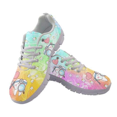 Coloranimal Damenschuhe Krankenschwester Schuhe Karikatur Zähne Schuhe für Zahnarzt, Flacher Slip auf Walking Schuhe Laufende Jogging Schuhe 40EU von Coloranimal