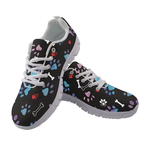 Coloranimal Fitness-Turnschuhe für Damen, leicht, Laufschuhe, Damen-Turnschuhe, bequeme Tennisschuhe mit rutschfester Sohle, Blue Paw Love Bone, 41 EU von Coloranimal