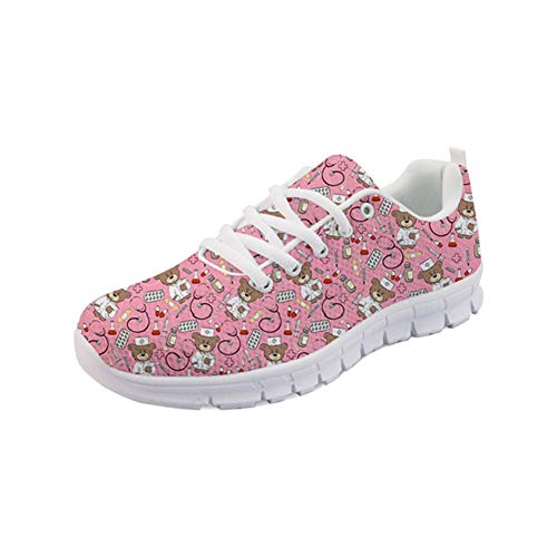 Coloranimal Go Easy Walking Sportlich Mesh Sneakers Laufen Joggen Lace-up Lässig DailyShoes Cute Cartoon Krankenschwester Bär Gedruckt Wohnungen EU Größe 40 von Coloranimal