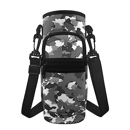 Coloranimal Graue Camouflage-Tasche für Wasserflaschen, isoliert, Tragetasche, Tragetasche, Tragetasche, mit 2 Taschen, für Kinder, Jugendliche von Coloranimal