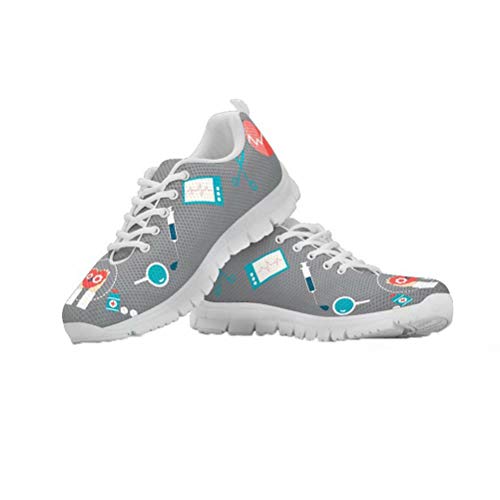 Coloranimal Gray Krankenschwester Medizinische Straßenlauf Flachen Frühling Herbst Air Mesh Turnschuhe für Teenager Mädchen Jungen Leichte Air Mesh Tennisschuhe - EU-Größe 38 von Coloranimal