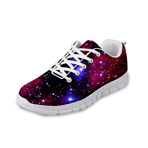 Coloranimal Gym Sport Athletic Running Jogging Turnschuhe Galaxy Stars Muster rutschfeste Gummischuh Air Mesh Leichte Schnürten Tennis-Flats EU43 von Coloranimal