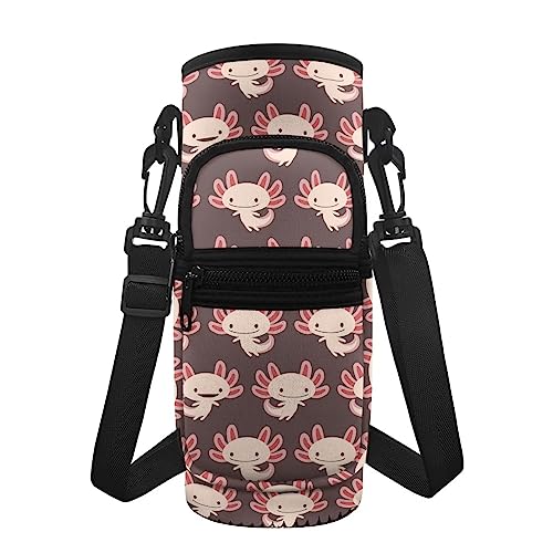 Coloranimal Kawaii Axolot Wasserflasche Tragetasche für Kinder Kleinkinder, verstellbare Schulter-Handschlaufe Wasserflasche Sling Bag von Coloranimal